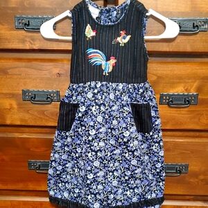 Cornelloki Vintage Dress With Embroidered Chickens